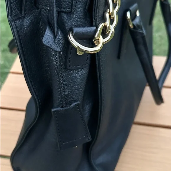 Michael Kors Hamilton Black Leather Satchel EUC - Picture 7 of 12